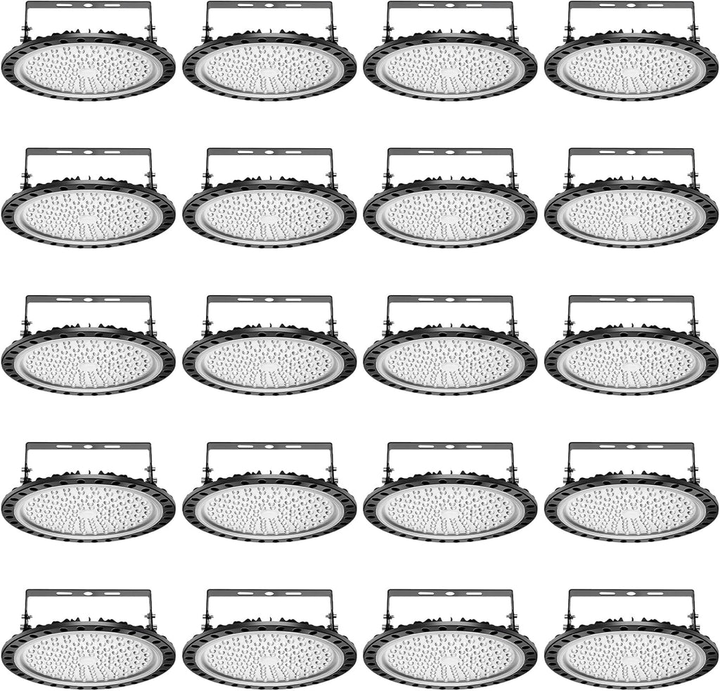 Viugreum High Bay LED Shop Lights, 500W UFO LED High Bay Light 50,000LM 120V LED High Bay Lights 5000K Daylight, Alternative to 2000W MH/HPS for Garage Workshop Barn Factory Warehouse - 20 Pack
