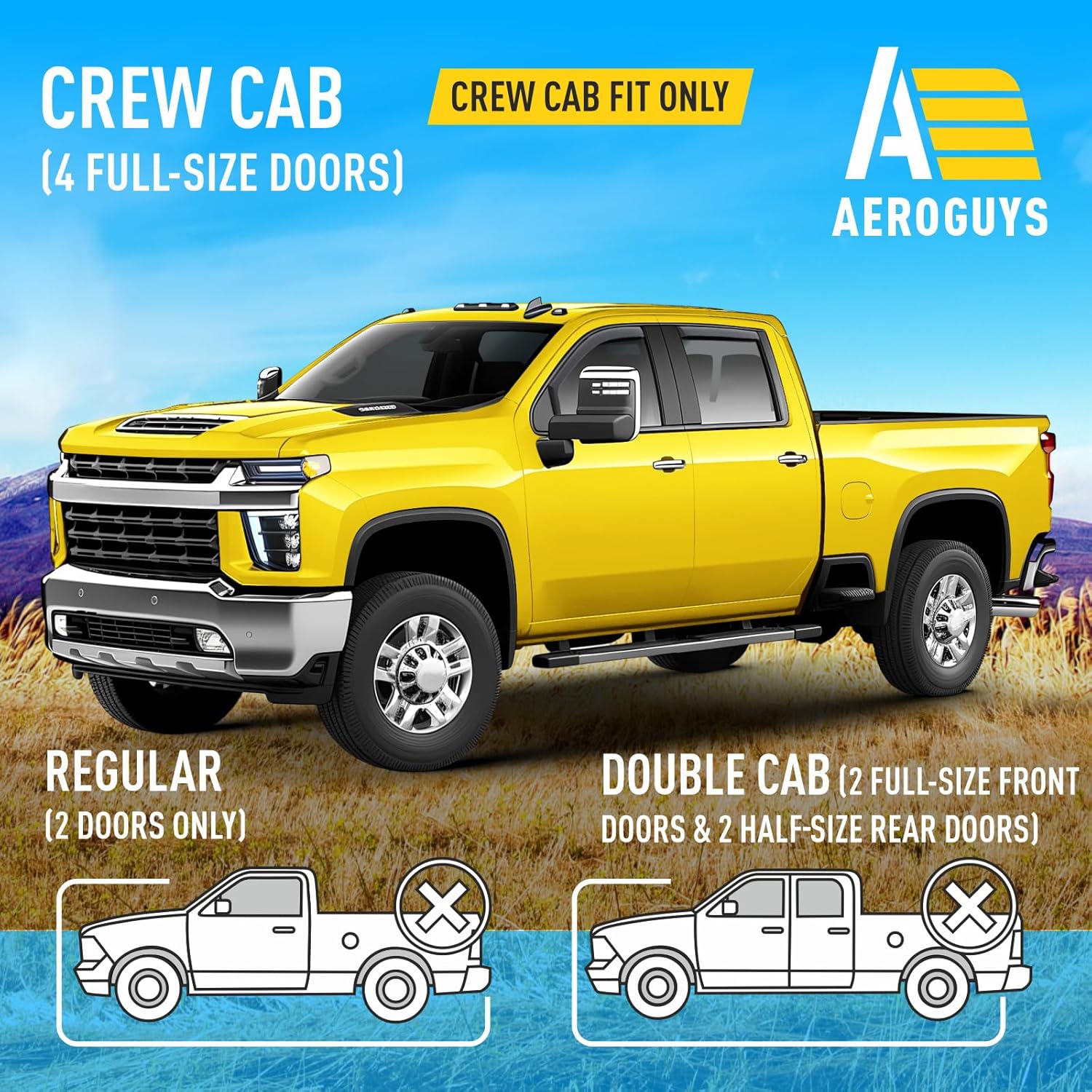 Extra Durable Window Deflectors In-Channel Visors Rain Guards Fit for Chevy Silverado/Sierra 2500HD/3500HD 2020-2025 Crew Cab, Sun Visors, Wind Vent for Shades, Exterior Car Accessories - 4pcs. AG0141