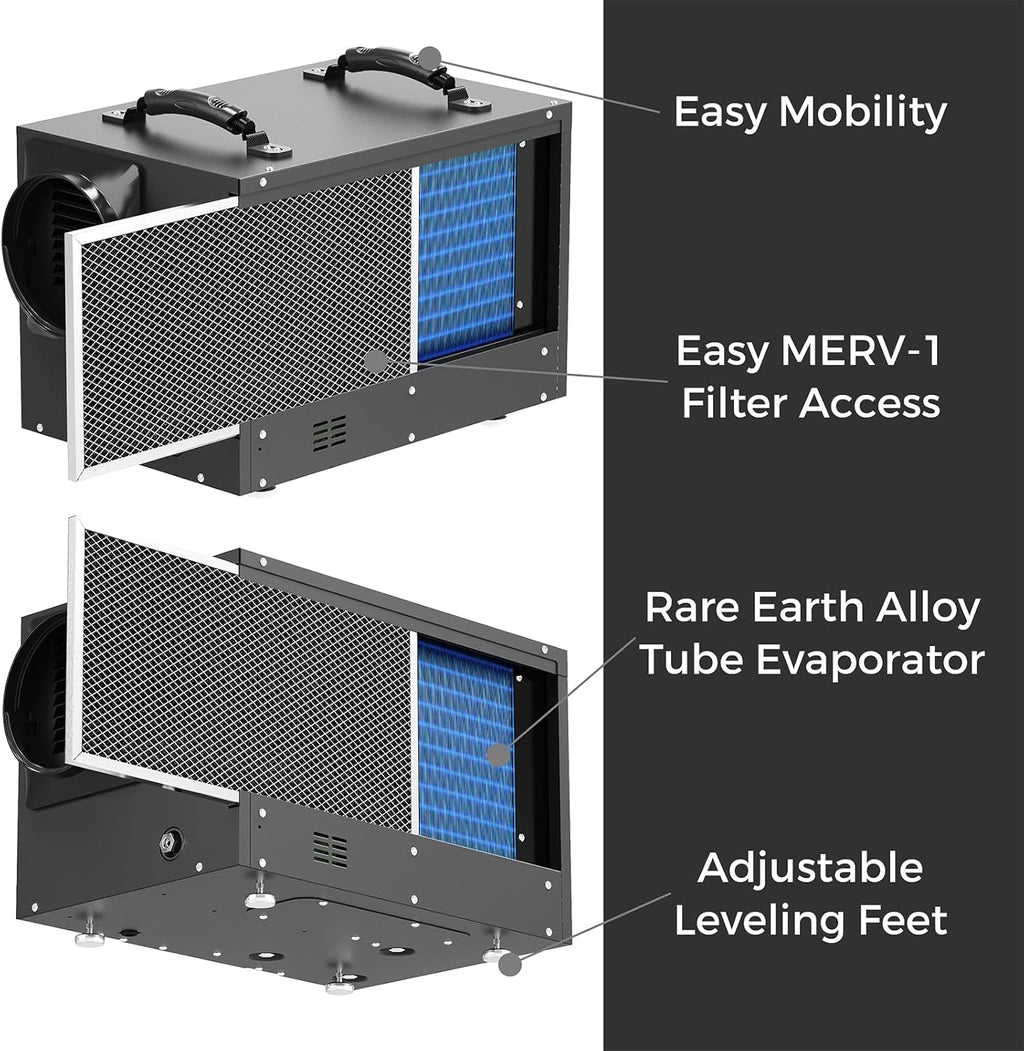 ALORAIR 120 PPD Commercial Dehumidifiers with Pump and Hose, Crawl Space Basement dehumidifier, Industry Water Damage Unit, Compact, Portable, Auto Defrost, Memory Starting
