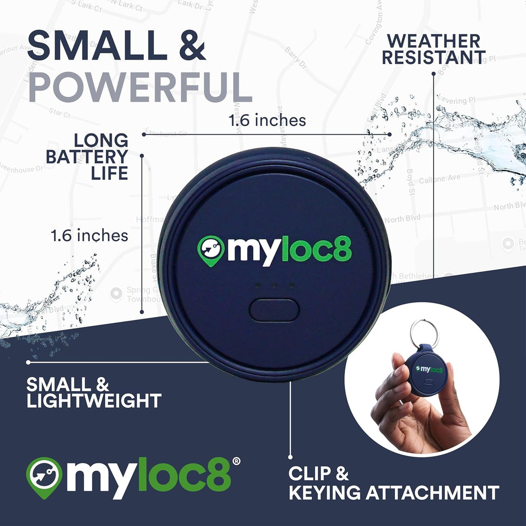 Highly Precise GPS Tracker for Keys, Backpack, Luggage & Kids – Built-in SIM, SOS Button - Smart Tag with Real-Time Tracking, Waterproof, iOS & Android Locator Device