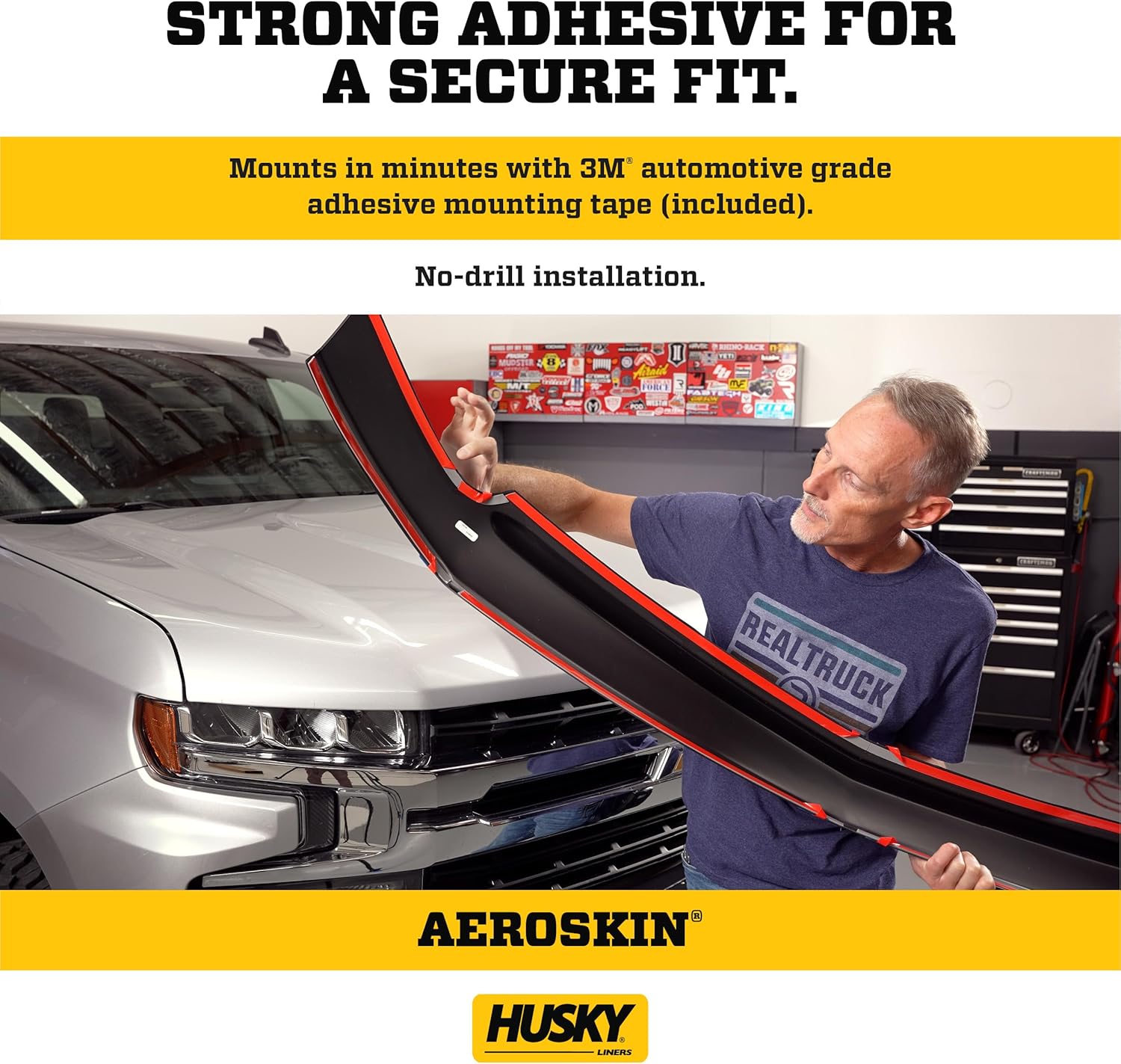 Husky Liners Aeroskin Hood Protector | Fits 2019-2025 Toyota RAV4 | Low Profile Deflector/Bug Shield - 1 pc., Smoke | 2842173