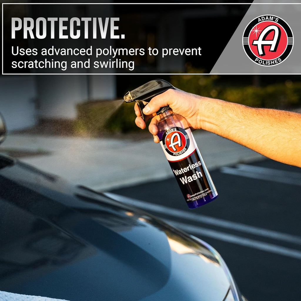 Adam's Polishes Waterless Car Wash Kit - Car Cleaning Supplies for Car Detailing | Safe Ultra Slick Lubricating Formula for Car, Boat, Motorcycle, RV | No Garden Hose, Wash Soap or Foam Cannon Needed