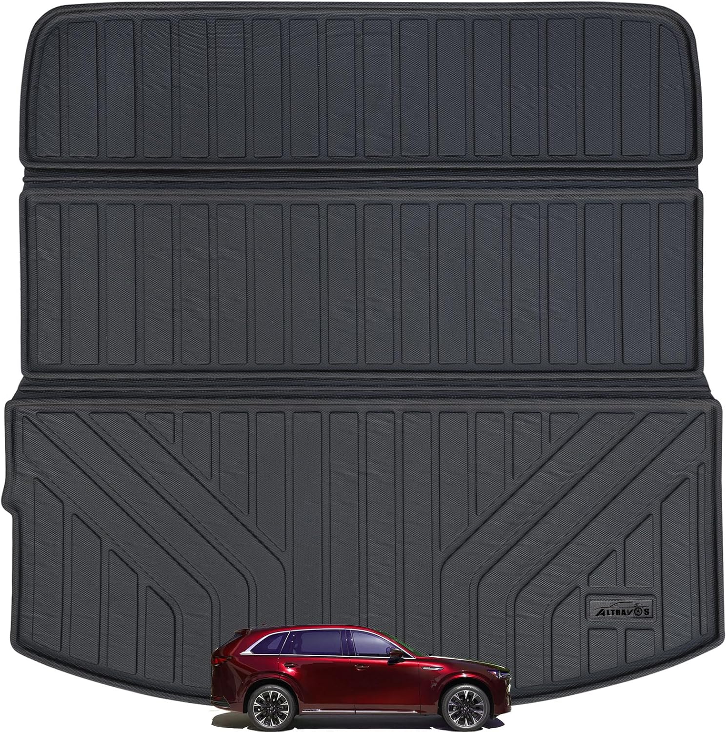 Large Cargo Liners Custom Fit 2024 2025 for Mazda CX90 CX 90 TPE All Weather Trunk Mat Accessories, Waterproof Rear Cargo Mat Easy to Clean for 2024 Mazda CX-90-Black