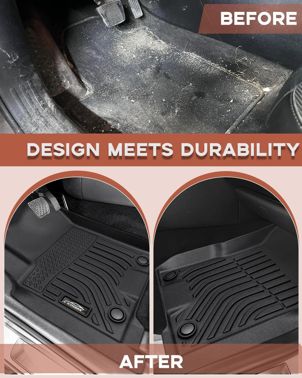 Custom Fit All-Weather TPE Ruber Floor Mats for Nissan Armada/Infiniti QX80 2019-2024 | Waterproof, Anti-Slip Front & Rear Row Floor Liners Automotive Accessories | 3-Piece Set (Black)