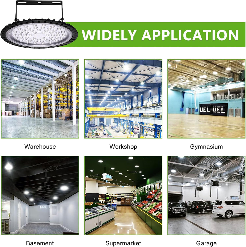 Viugreum 15 Pack 200W LED High Bay Lights, 20000LM 6000K-6500K Daylight White UFO LED Shop Lights, Warehouse Workshop Garage Factory Area LED Lighting Fixture
