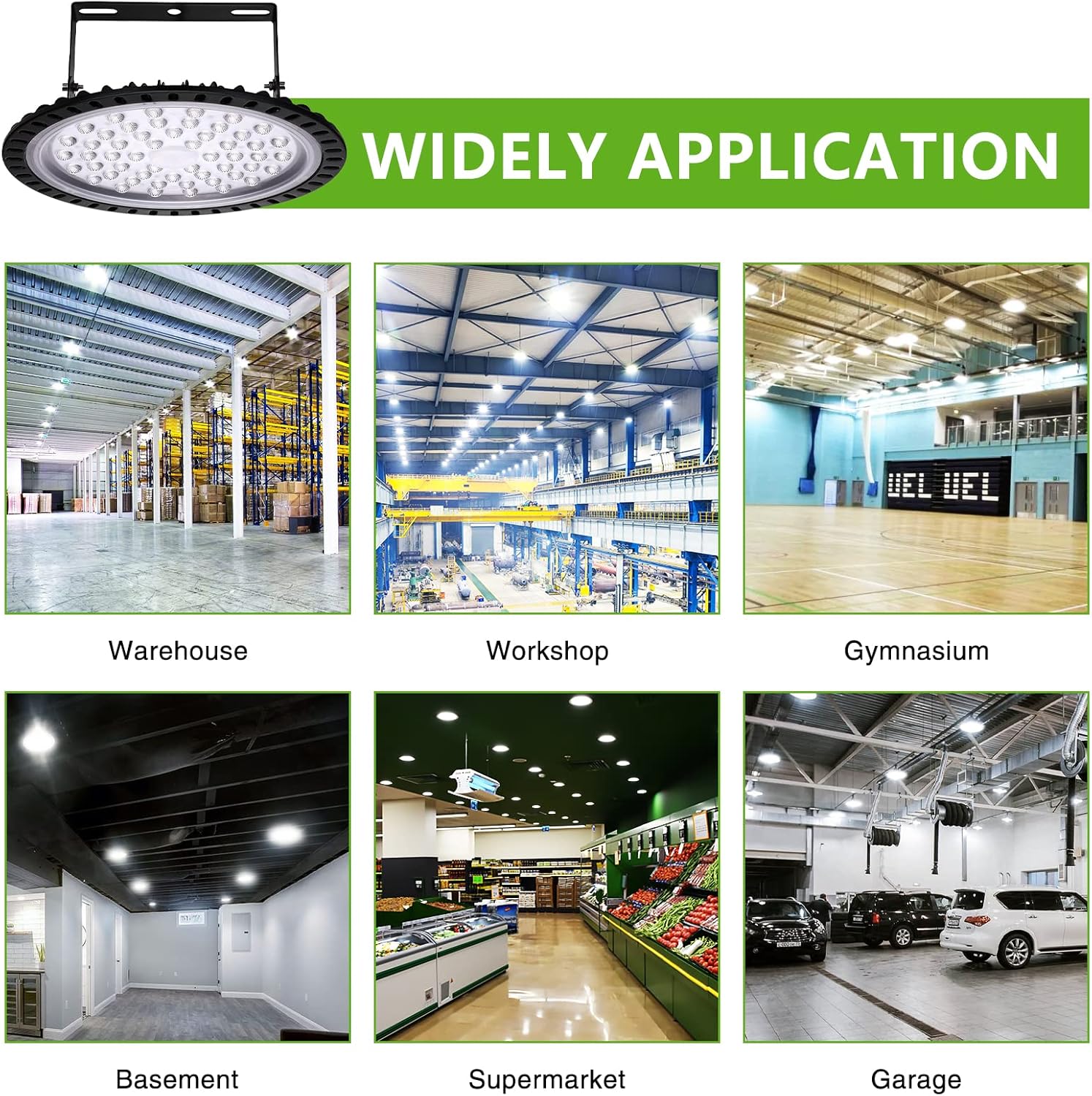 Viugreum 15 Pack 200W LED High Bay Lights, 20000LM 6000K-6500K Daylight White UFO LED Shop Lights, Warehouse Workshop Garage Factory Area LED Lighting Fixture