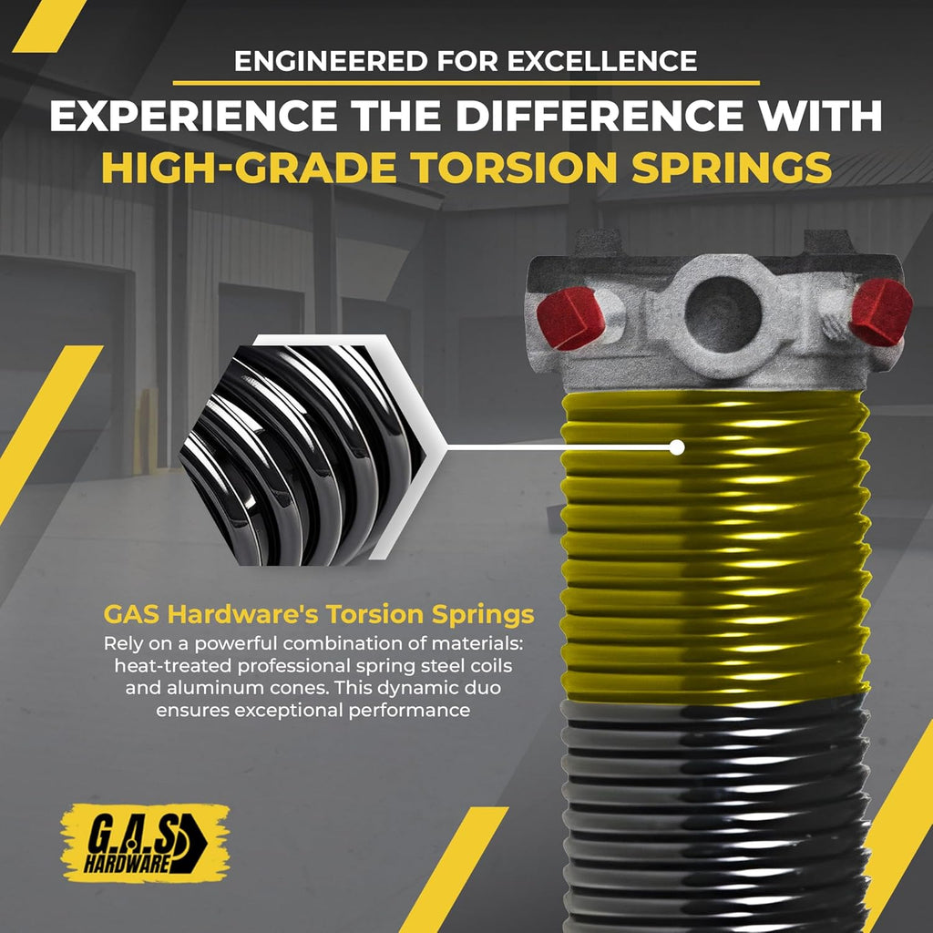 Garage Door Torsion Springs 250x2x29 Includes 1” Steel Bearing, Gloves, and Winding Bars for Left and Right Side of Garage Door Precision E-Coating 5-Year Warranty Minimum 30,000 Cycles (Pair)
