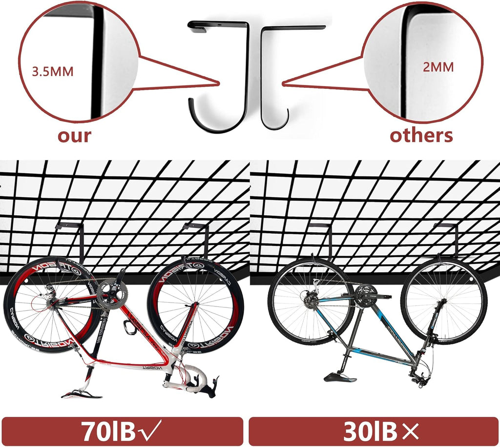 8-Pack Heavy Duty Add-On Flat Hook Accessory for Garage Ceiling Storage Rack and Wall Shelving, Alloy Steel, Black - Suitable for FLEXINOUMTS Racks and Shelves