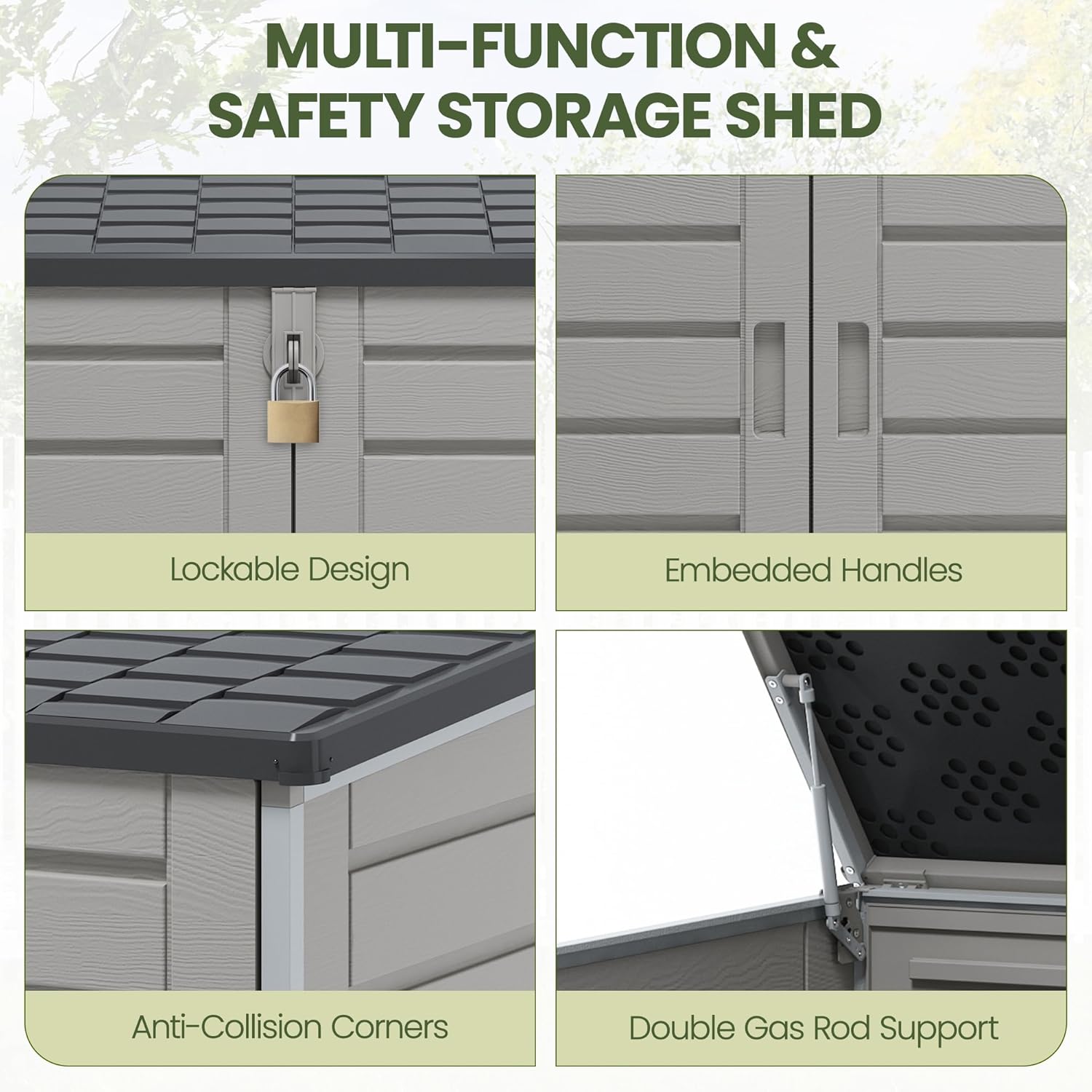 Outdoor Trash Can Storage Shed 4.6 x 4.1 FT, 304 Gallon Resin Shed with Lockable Doors & Lift Lid, Waterproof Outdoor Storage for Garden Tools, Cushions & Patio Equipment