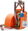 Heavy Duty 4 Inch x 30 Ft Ratchet Straps - 22,000 Lb Breaking Strength Tie Downs Ratchet Straps with Double J Hooks for Trucks & Trailers