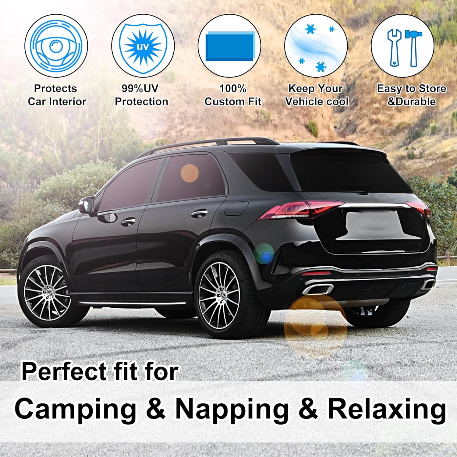 TINGLU Window Shades for Mercedes Benz GLE 350 450 2020-2024 Accessories Car Side Full Windows Rear Triangular Windshield Sun Shade Sun UV Rays & Privacy Protection for Camping Napping Relaxing 10PCS
