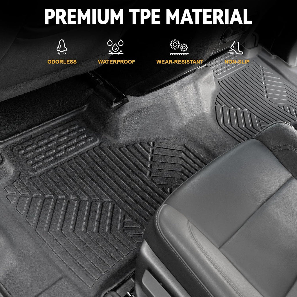 Floor Mats Set for 2021-2025 Chevrolet Chevy Tahoe/GMC Yukon 7 Seats Accessories, Full Coverage All Weather Floor Mats Cargo Mat with 3rd Row Backrest Protectors & Door Sill Guards