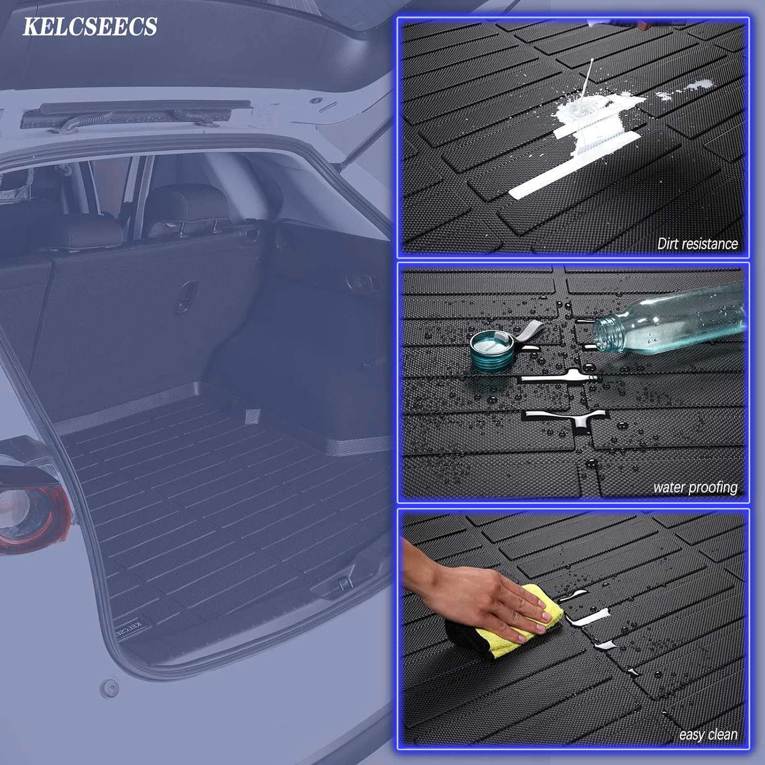 KELCSEECS Floor Mats & Cargo Liner with Backrest Mat(Best Put The Third Row Down) for 2021 2022 2023 2024 2025 Kia Sorento(Not for Hybrid) Car Mats Trunk Liner Trunk Mat Kia Sorento Cargo Mat