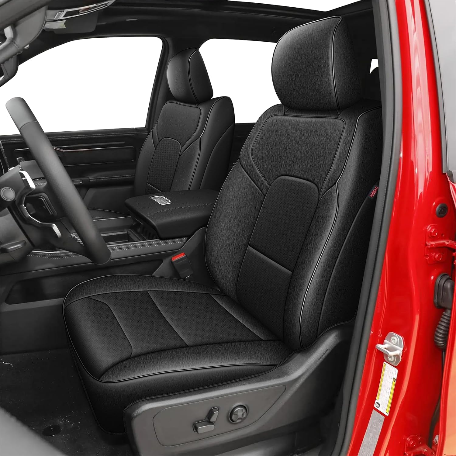 AOMSAZTO Custom Fit Truck Seat Covers for Dodge Ram 1500(2009-2018) & 2500(2010-2018) Car Seat Covers Limited Faux Leather Full Set Car Interior Accessories Black