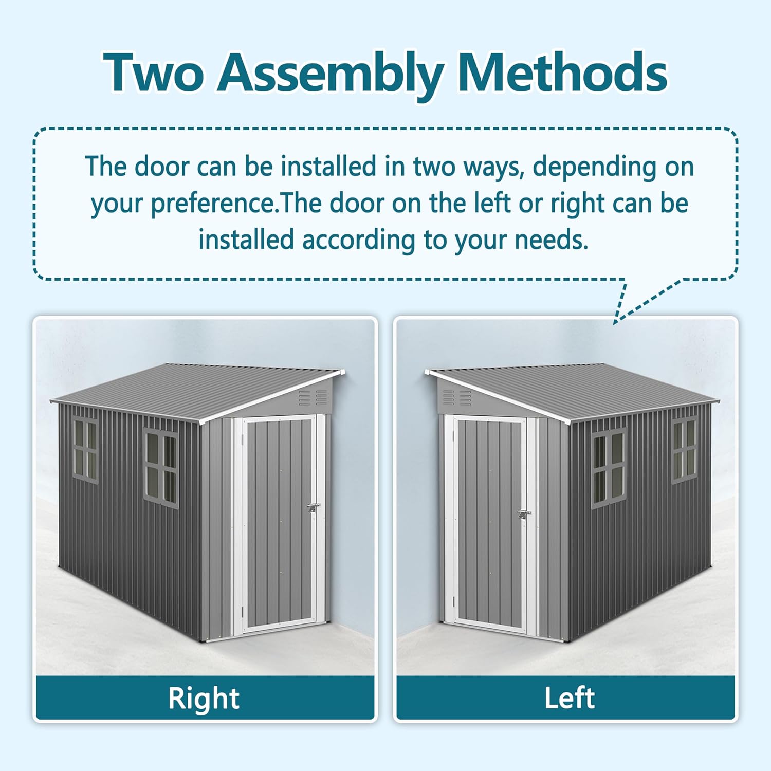 4x10 Ft Outdoor Metal Shed, Heavy-Duty Storage Shed with Floor Kit for Tools and Bikes, Lean to Shed with Left/Right Door and 2 Windows