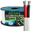 GEARit 10 Gauge Marine Wire, 10/2 AWG (50ft) Marine Grade Tinned Copper Oxygen Free, Duplex 2-Conductor Insulated Red & Black Electrical Cable for Boat, Automotive, RV, Camper, Trailer