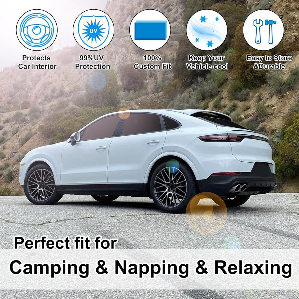 TINGLU Window Shades for Porsche Cayenne 2019-2025 Accessories Car Side Full Windows Rear Triangular Windshield Sun Shade Sun UV Rays & Privacy Protection for Camping,Napping&Relaxing 8PCS