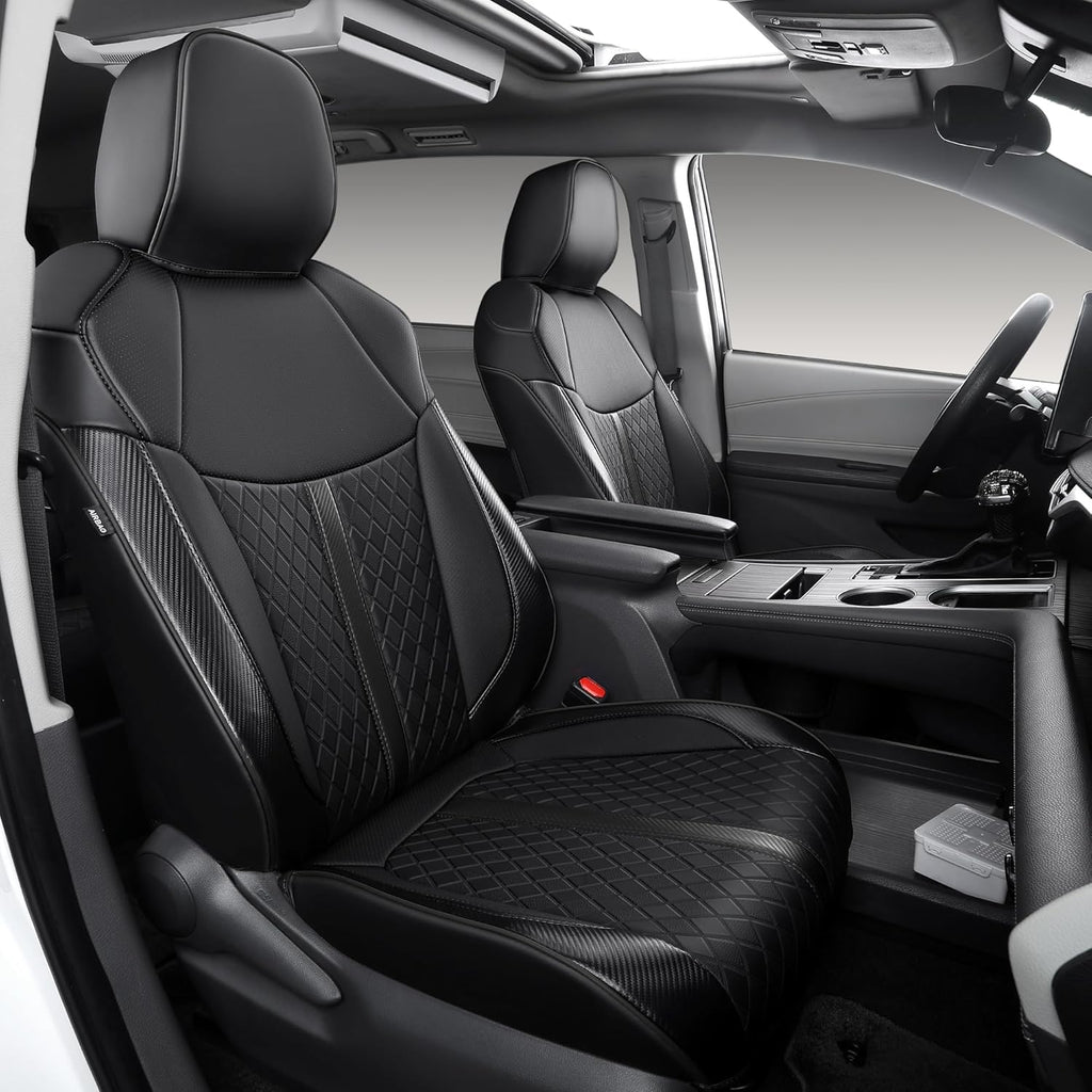 Custom Fit Sienna Seat Covers for Toyota Sienna LE,XLE 2021-2025 3-Row Accessories Full Coverage Waterproof Leather Car Seat Covers Full Set (Black, 8-Seat)