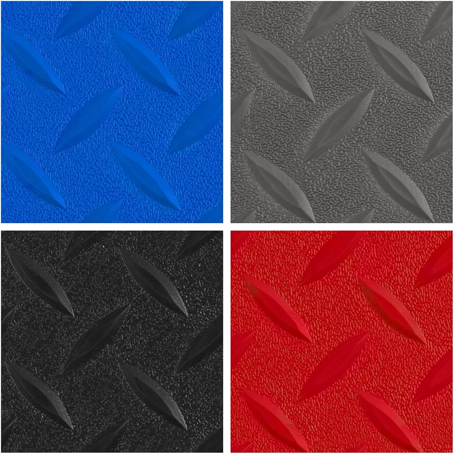 Boshen 5Ft x 17Ft Garage Floor Mat 2.5mm Thickened Rubber Flooring Roll 85sqft Diamond Plate PVC Rubber Trailer Mat Non-Slip Floor Protector Mat for Garage Warehouse Basement Trailer-Grey