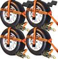 VULCAN Car Tie Down with Snap Hook - Adjustable Loop - 4 Pack - PROSeries - 3,300 Pound Safe Working Load