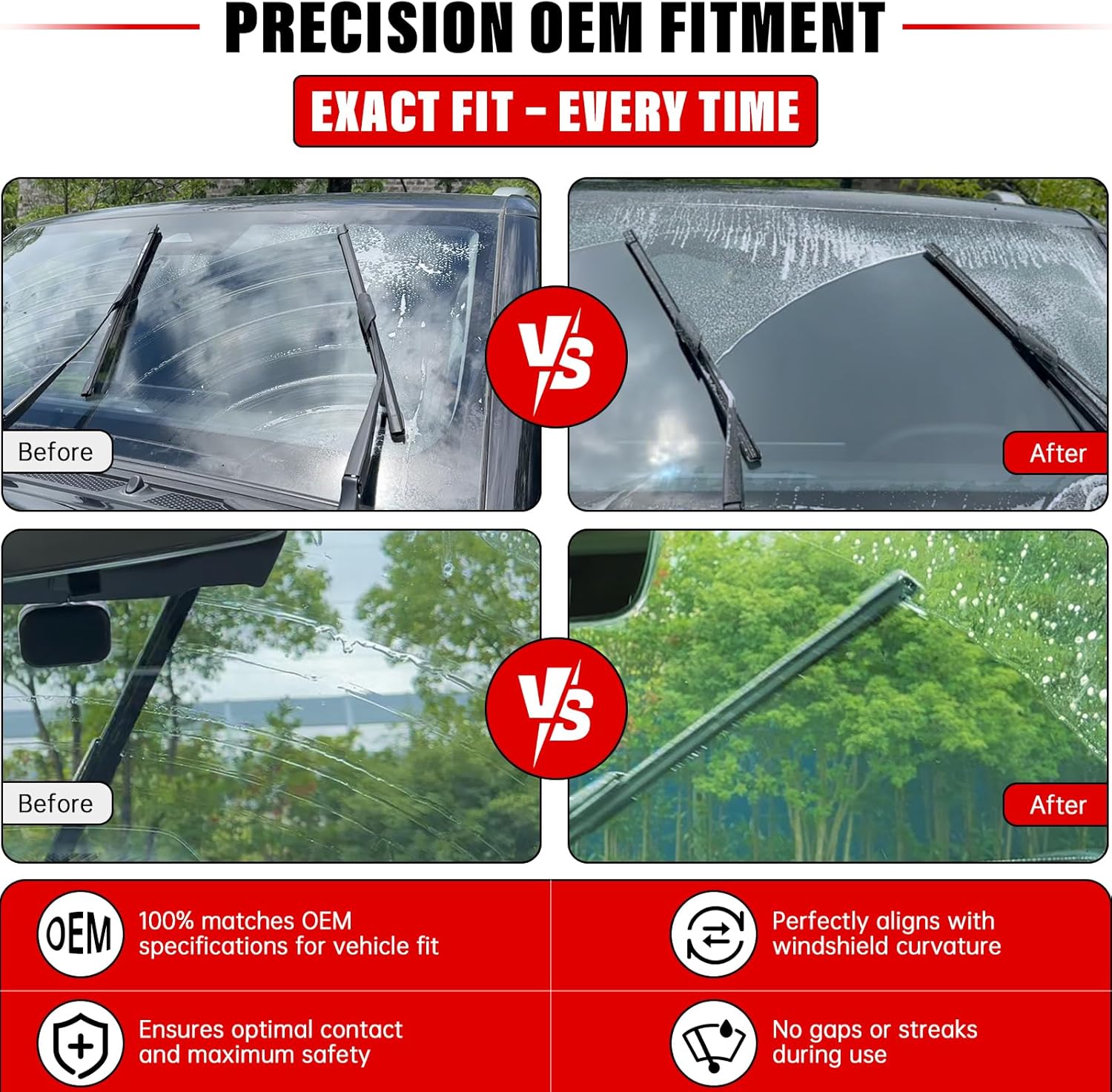 Windshield Wiper Blades Replacement for Dodge Journey 2009-2020 Original Factory Quality Front Rear Wipers Blade Set for My Car - 24" 19" 12" (Pack of 3)