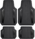 Motor Trend Rubber Car Floor Mats - Durable, All Weather Protection with Non-Slip Backing, Two Tone Accent - For Front and Rear, Black & Gloss Black
