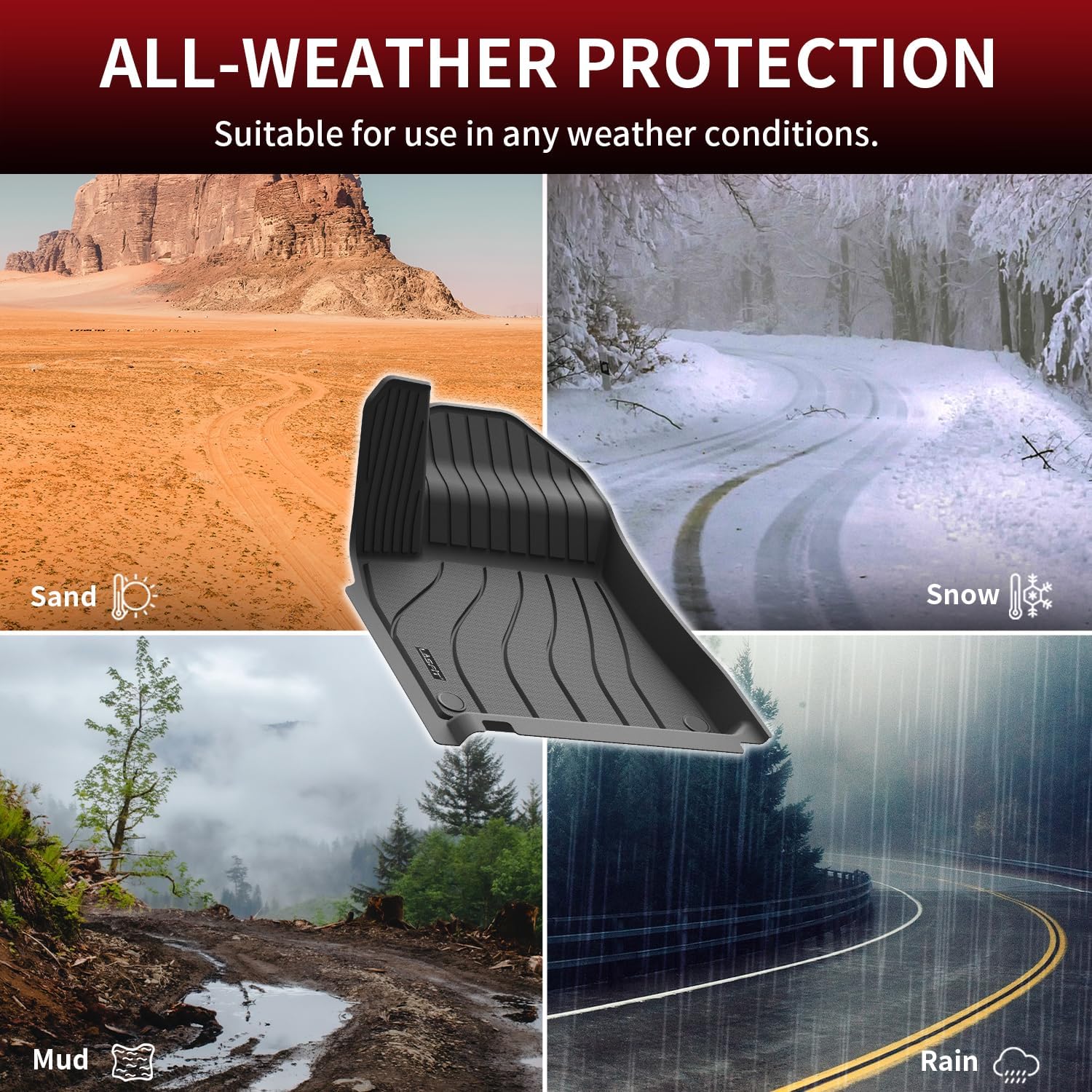 LASFIT Floor Mats for Porsche Cayenne 2019-2025 All Weather Floor Liner TPE Custom Fit 1st & 2nd Row Rubber Car Mats for Porsche Cayenne Automotive Accessories, Black, Easy to Clean