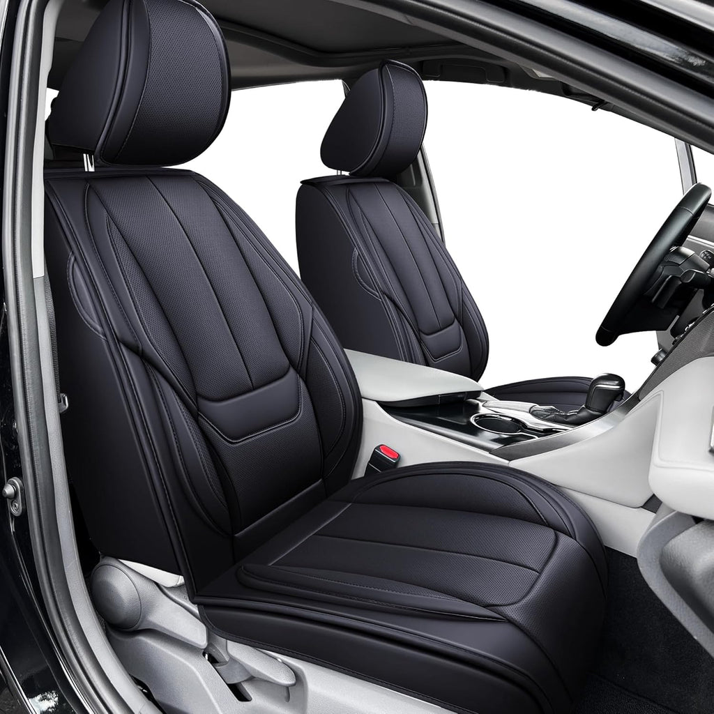 OASIS AUTO Custom Fit Seat Covers for 2012-2025 Toyota Camry, Waterproof Faux Leather Seat Protector Cushion Camry Car Accessories (Full Set, Inky)