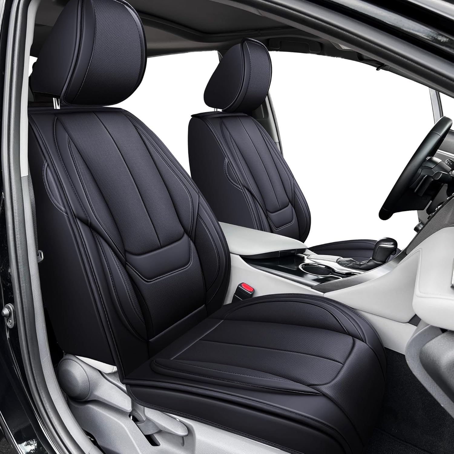 OASIS AUTO Custom Fit Seat Covers for 2012-2025 Toyota Camry, Waterproof Faux Leather Seat Protector Cushion Camry Car Accessories (Full Set, Inky)