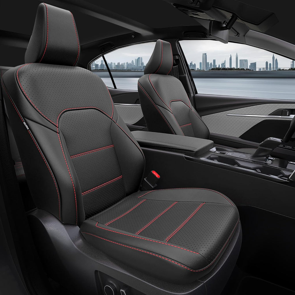 for Toyota Camry Seat Covers LE SE 2025 - Custom Fit Car Seat Covers Full Set, Leather Seat Covers for Cars, Waterproof Car Seat Cover, Black Red