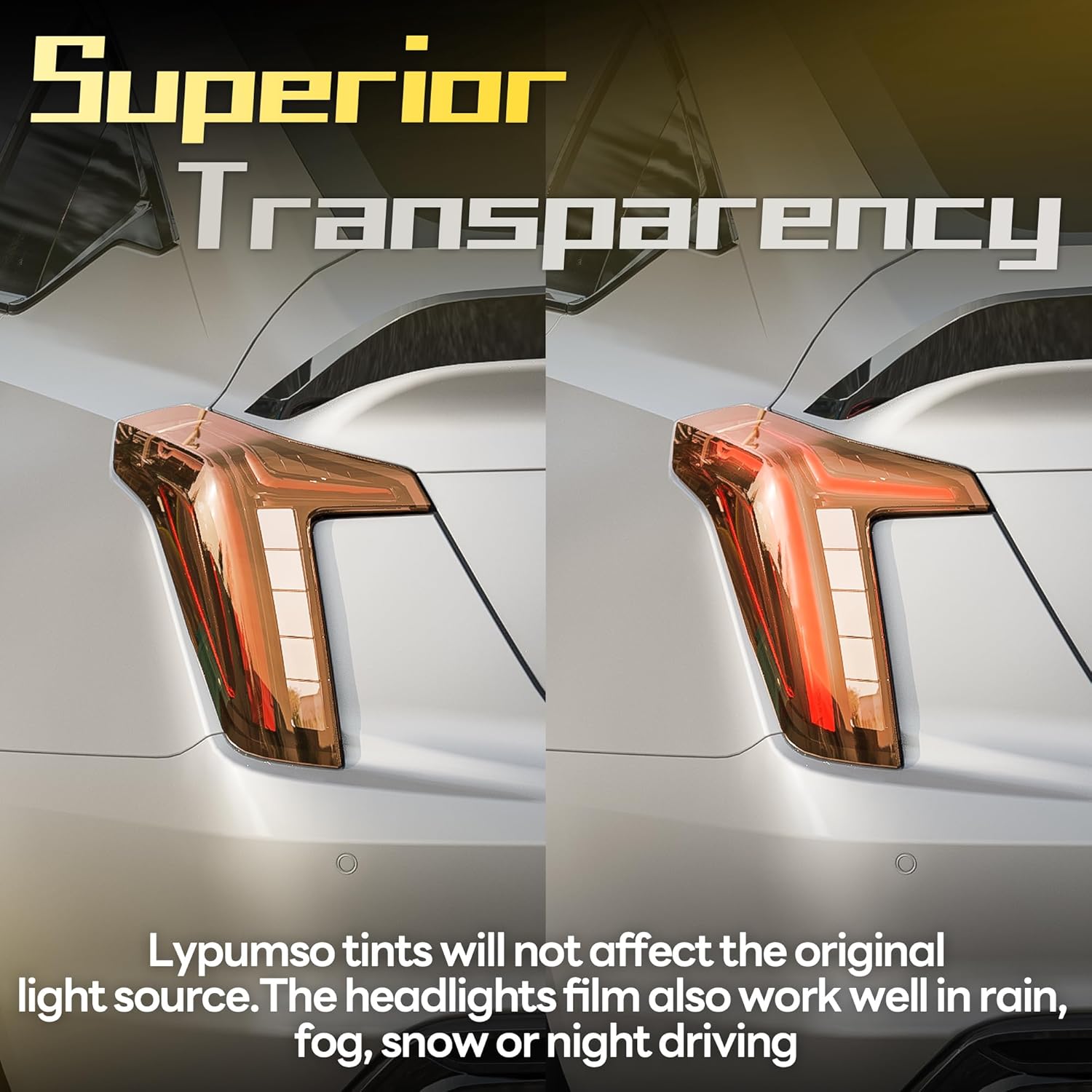 Lypumso 16 x 60 Inches Headlight Taillight Car Tint Vinyl Film, Self Adhesive Fog Lights Sticker Sheet Roll for Car Lights Cover Protection (Orange)