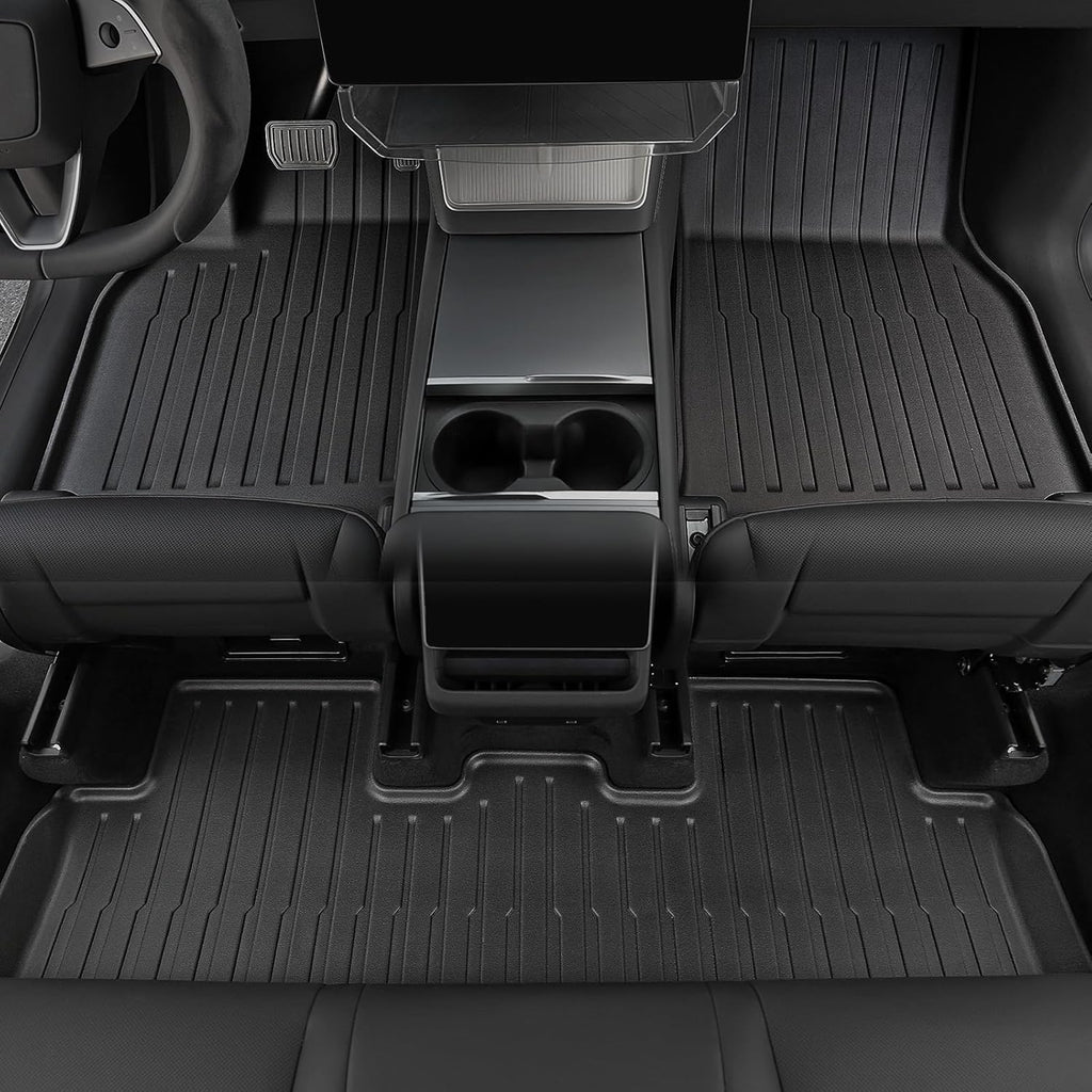 Floor Mats Set for 2025 2026 Tesla Model Y Juniper Accessories, Full Coverage All Weather Floor Mats Cargo Mat with Backrest Protectors