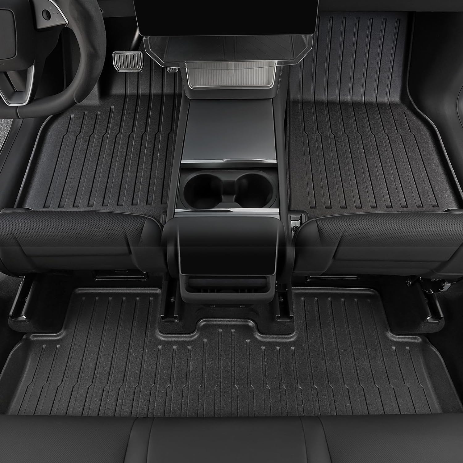 Floor Mats Set for 2025 2026 Tesla Model Y Juniper Accessories, Full Coverage All Weather Floor Mats Cargo Mat with Backrest Protectors