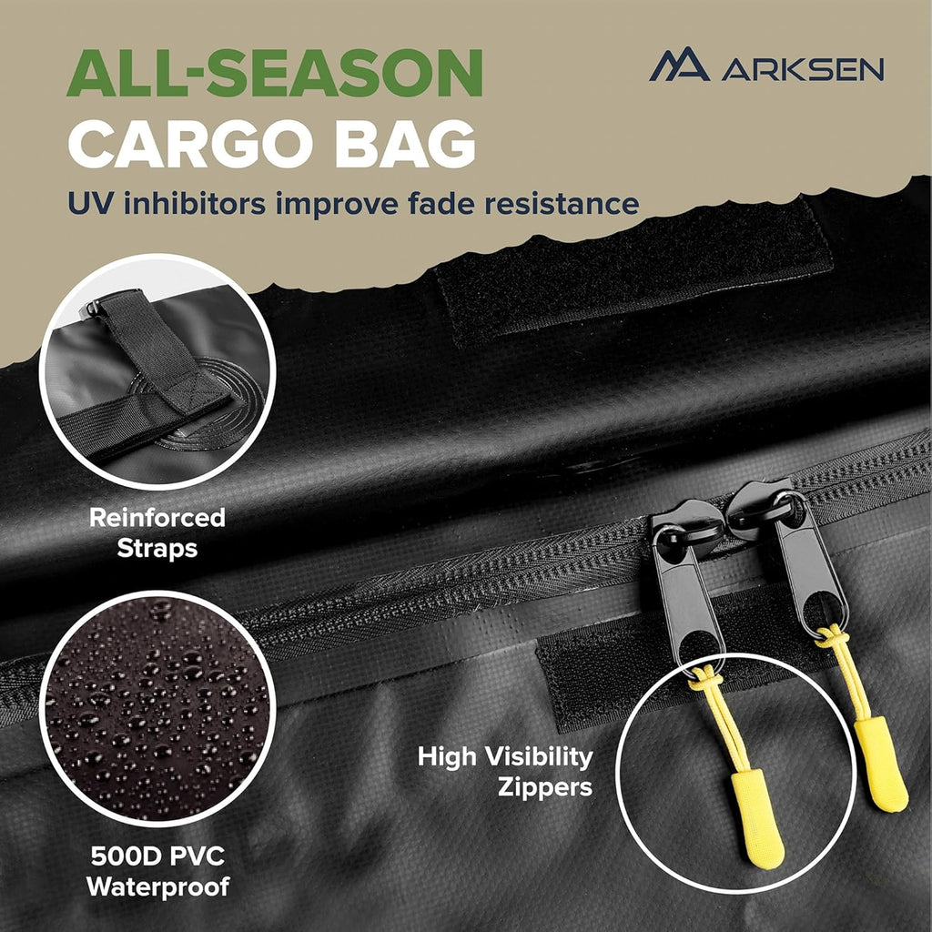 ARKSEN 43 x 39 x 6 Inch Universal 150LB Heavy Duty Roof Rack Cargo with 500D PVC Waterproof Cargo Bag, Car Top Luggage Holder Carrier Basket with Extension for SUV, Truck, & Car Steel Construction
