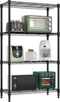 1000 lbs 4 Tier Shelf Metal Storage Shelves Wire Rack Closet Organizers for Garage Kitchen Bathroom Laundry Black 11.8" D x 25.6" W x 45.5" H