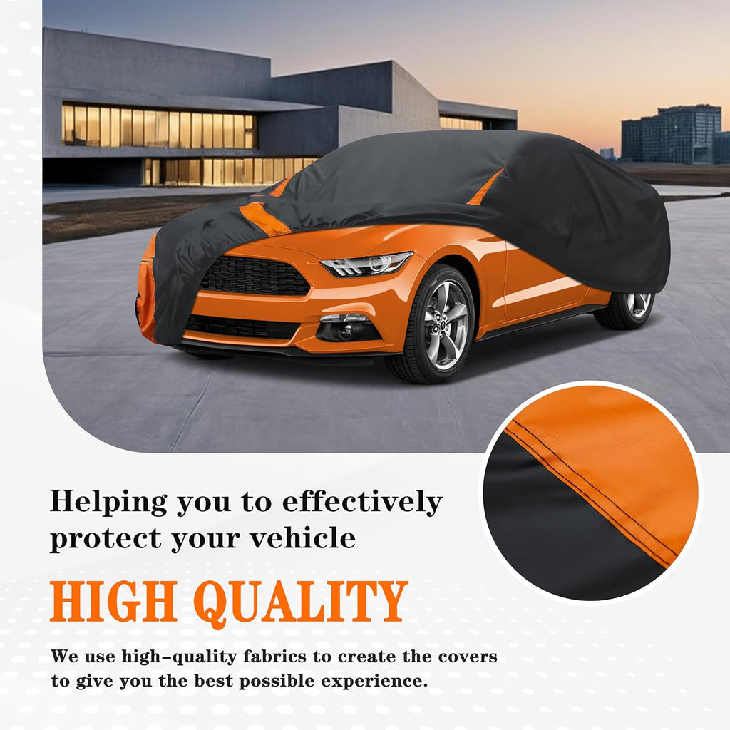 in Full Exterior Car Cover All Weather, Waterproof，UV Resistant, Dustproof Fit BMW 8 Series,Buick Reatta,Chevrolet Camaro,Pontiac Firebird,Honda Clarity,Mustang,GT-R,Subaru WRX etc. Size C4