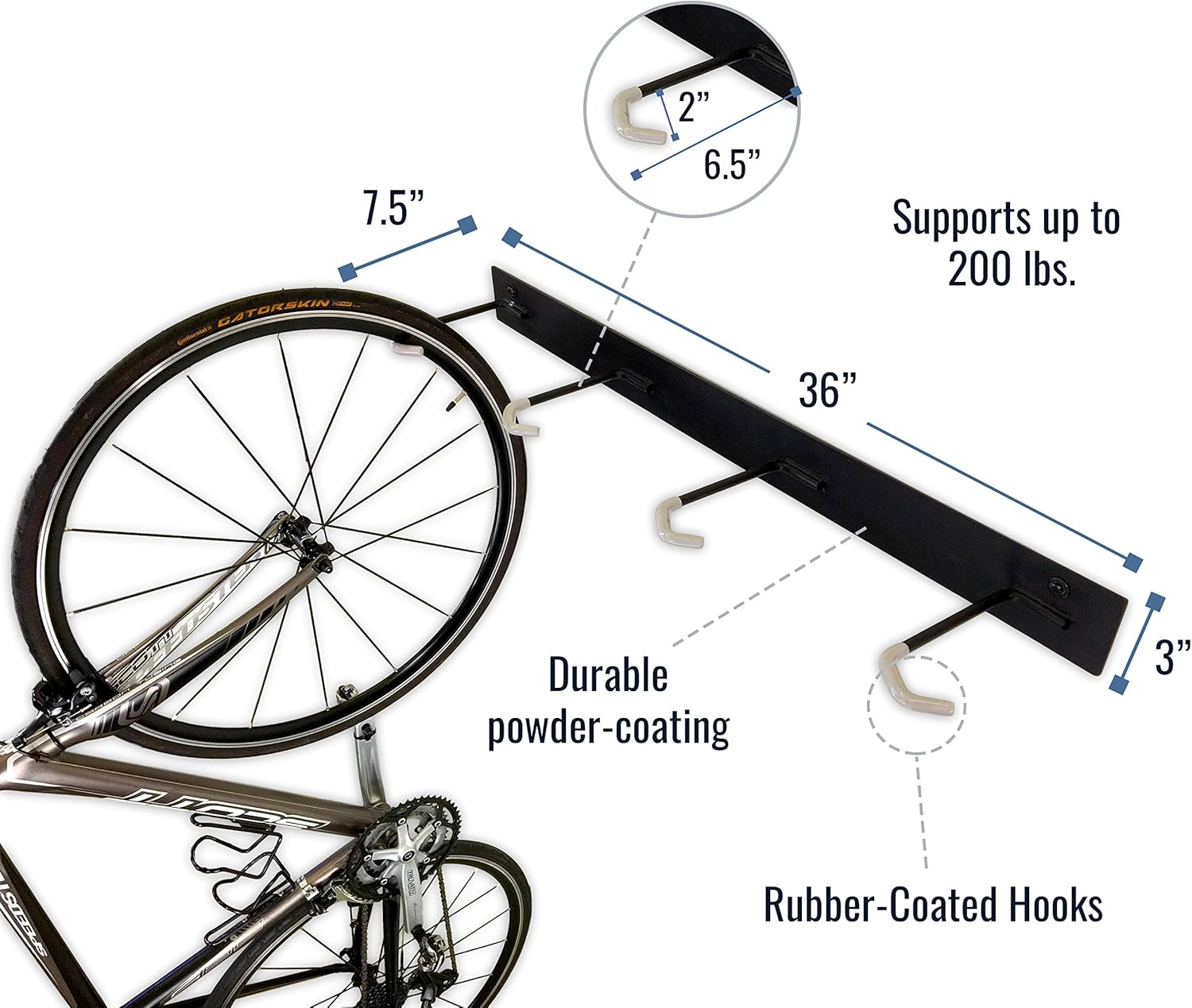 StoreYourBoard BLAT 8 Bike Wall Storage Rack, Holds 2-8 Bicycles, Garage Wall Mount Bike Hooks, Heavy Duty Solid Steel (8 Bikes)