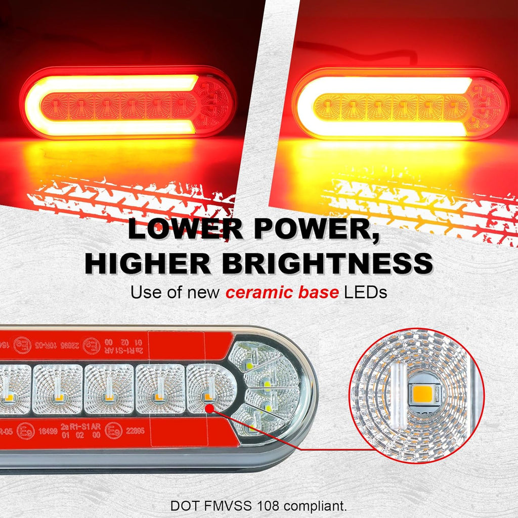 Agrieyes 6 Inch Oval LED Trailer Lights, Submersible Boat Trailer Light, with Brake, Turning Signal, Reverse Light, Backup Light, DOT Compliant