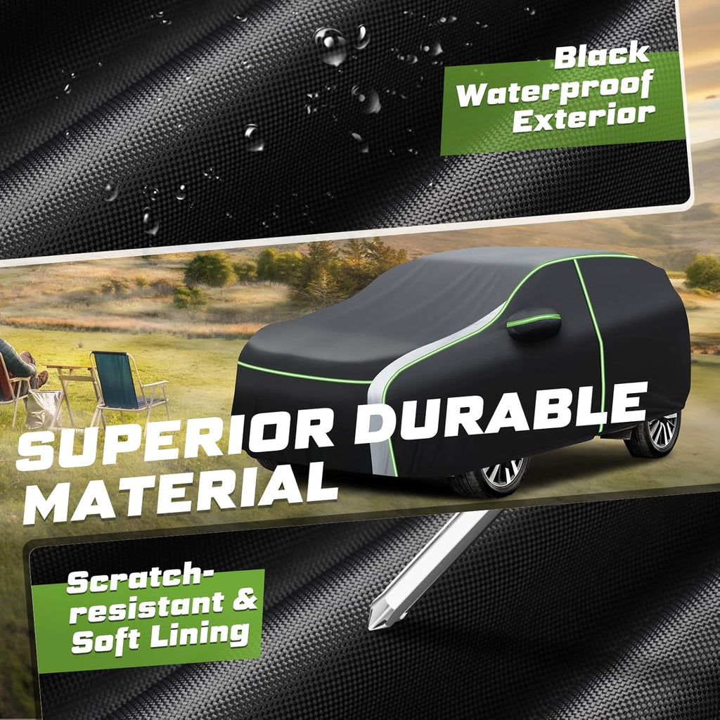 Mixsuper Liner Car Cover for Ford Escape 2000-2026, 7 Layers Waterproof Car Cover Accessories for Escape with Zipper Door, Windproof Straps, Reflective Strips, Anti-UV, All Weather