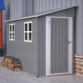 4 x 10 FT Metal Outdoor Storage Shed with Foundation and 2 Windows, Lean to Storage Sheds w/Lockable Door & Air Vents, All Weather Waterproof Garden Tool House for Backyard, Patio, Lawn, Gray