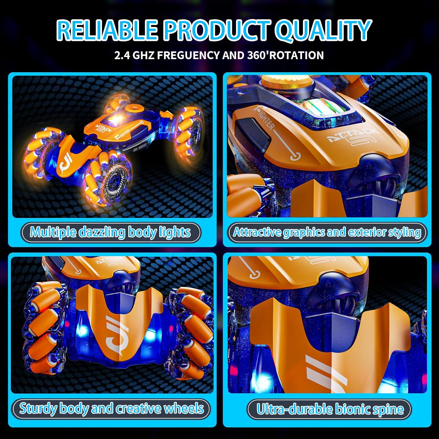 Gesture Sensing RC Stunt Car,Remote Control Car Toys for Ages 5-7-13,with Lights Music Spray,4WD 360° Spins All Terrains Kids Toys RC Cars,3-6 Year Old Boy Birthday Gift & 3-12 Best Gift for Kids