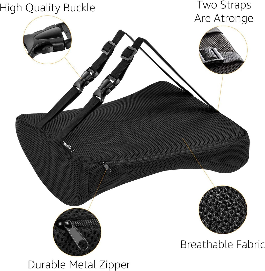 Amazon Basics Rectangular Comfortable Back Support Cushion for Office Chairs, Memory Foam, Black