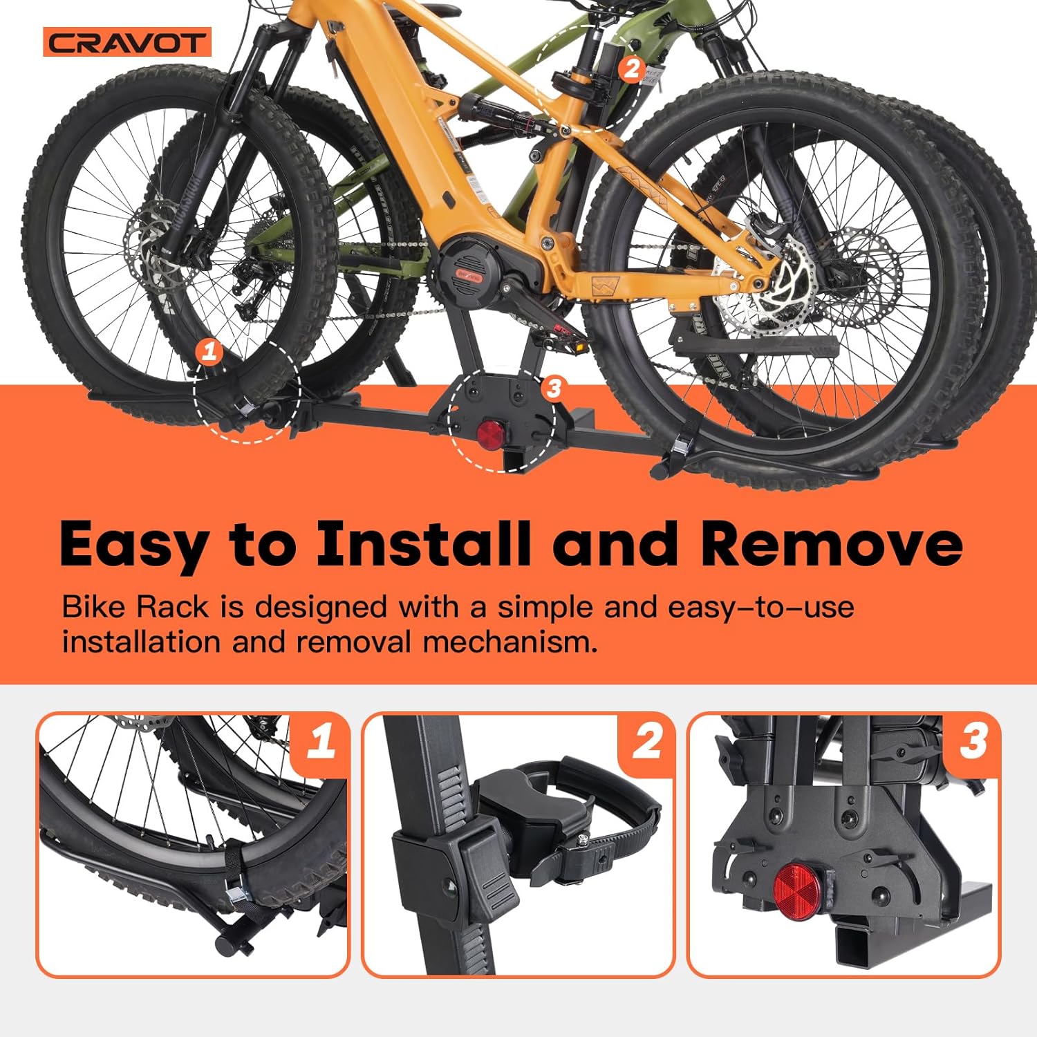 MagRack F2 200 lbs Capacity Electric Bike Rack, No Installation Bike Carrier for 2 Bike, Folding Bike Racks for Tow Hitch 2'' Receiver Cars Trucks SUVs Minivans RV, Trailer