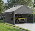 Walsunny Carport, 10x20 ft Heavy Duty Carport Canopy with Roll-up Windows, Portable Garage with Removable Sidewalls & Doors, Car Canopy with All-Season Tarp for Car, Truck, Boat