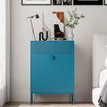 2 Mesh Door Metal Cabinet with Adjustable Shelves, Multipurpose Peacock Blue Storage Cabinet, 3-Tier,Metal Storage Cabinet for Office Home,Hallway(Peacock Blue, 47''H)