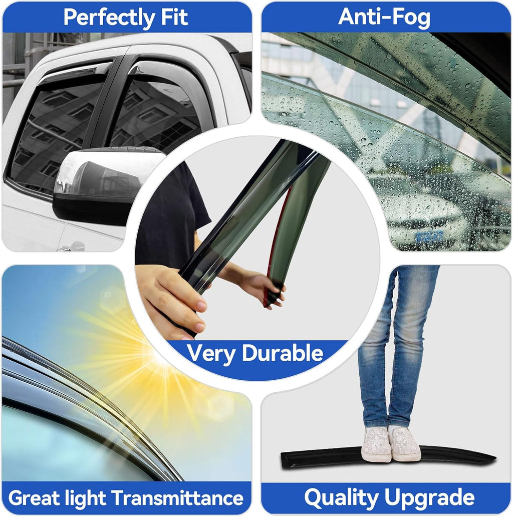 Window Visors Rain Guards Shield for 2007-2012 Nissan Sentra, Out-Channel Window Vent Wind Deflectors Visors Shades for 07-12 Nissan Sentra
