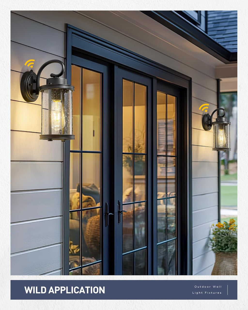 kudos Dusk to Dawn Outdoor Lighting, 12.5 inch Porch Lights Outdoor, Anti-Rust Waterproof Cylinder Wall Light for Patio, Garage, Black with Seeded Glass, KDOWL01-BK-LC