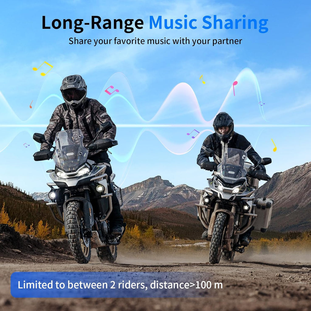 Fodsports M1-S Air Motorcycle Bluetooth Headset with Music Sharing, 4-Way Motobike Intercom, 1000 m Group Helmet Communication System, Quick Pairing/FM Radio/Handsfree/Stereo Music(1 Pack)