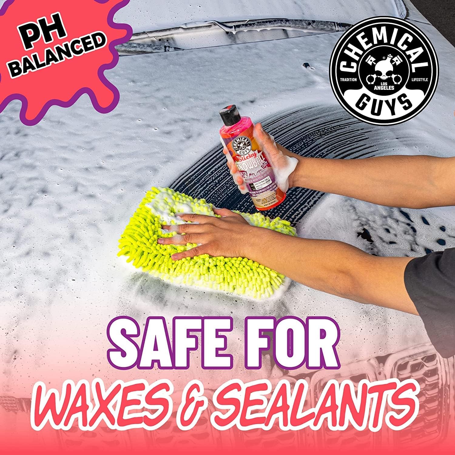 Chemical Guys EQP369 TORQ Professional Snow Foam Cannon Car Wash Snow Foamer + Sticky Snowball Ultra Snow Foam Car Wash Soap 16 fl oz (Safe for Cars, Trucks, SUVs, & More) Works With Pressure Washer