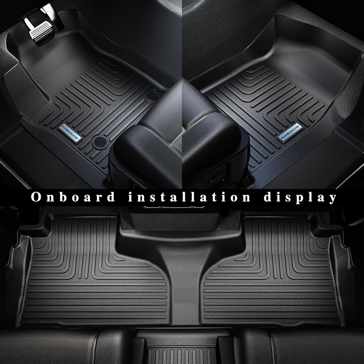 Floor Mats & Trunk mat for 2021-2024 2025 Chevrolet Suburban 8 Seats with 2nd Row Bench Seats（not fit 7 Seats）/GMC Yukon(Only Fit XL)，TPE Floor Liners & Trunk mat for Chevy Suburban